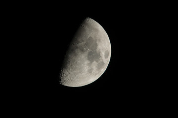 Clear and bright half moon
