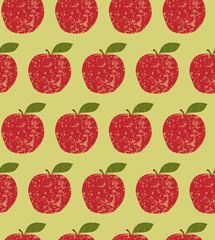 Seamless pattern fruit red apple, vector