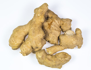 fresh organic ginger isolated on white background