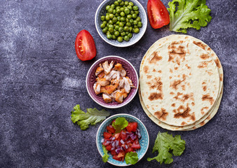 Ingredients for cooking Mexican tacos