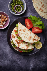 Mexican tacos with meat and vegetable