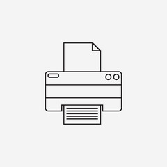 Printer thin line icon, outline vector logo illustration, linear
