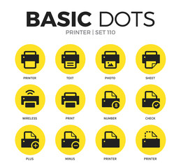 Printer flat icons vector set