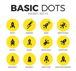 Rocket flat icons vector set