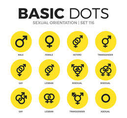 Sexual orientation flat icons vector set
