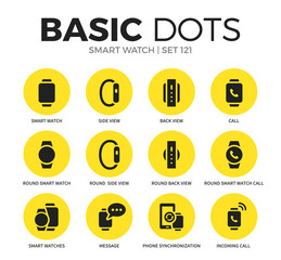 Smart watch flat icons vector set