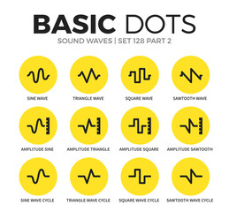 Sound waves flat icons vector set