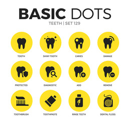 Teeth flat icons vector set