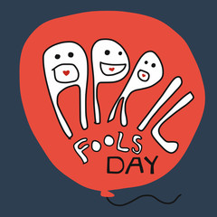 April fool day balloon cartoon vector illustration