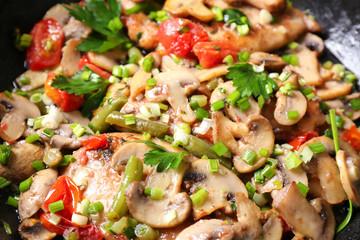 Tasty chicken marsala, closeup