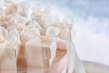 Gift boxes for wedding day, closeup