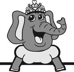 wand rahmen mauer text prinzessin königin krone krönchen adel kleid hübsch schön weiblich girl frau mädchen elefant comic cartoon lustig