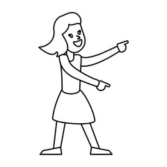 woman celebration dance cheerful outline vector illustration eps 10