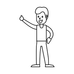 guy dance celebrate funny outline vector illustration eps 10