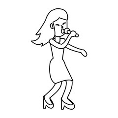 woman celebration dance cheerful outline vector illustration eps 10