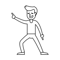 guy dance celebrate funny outline vector illustration eps 10