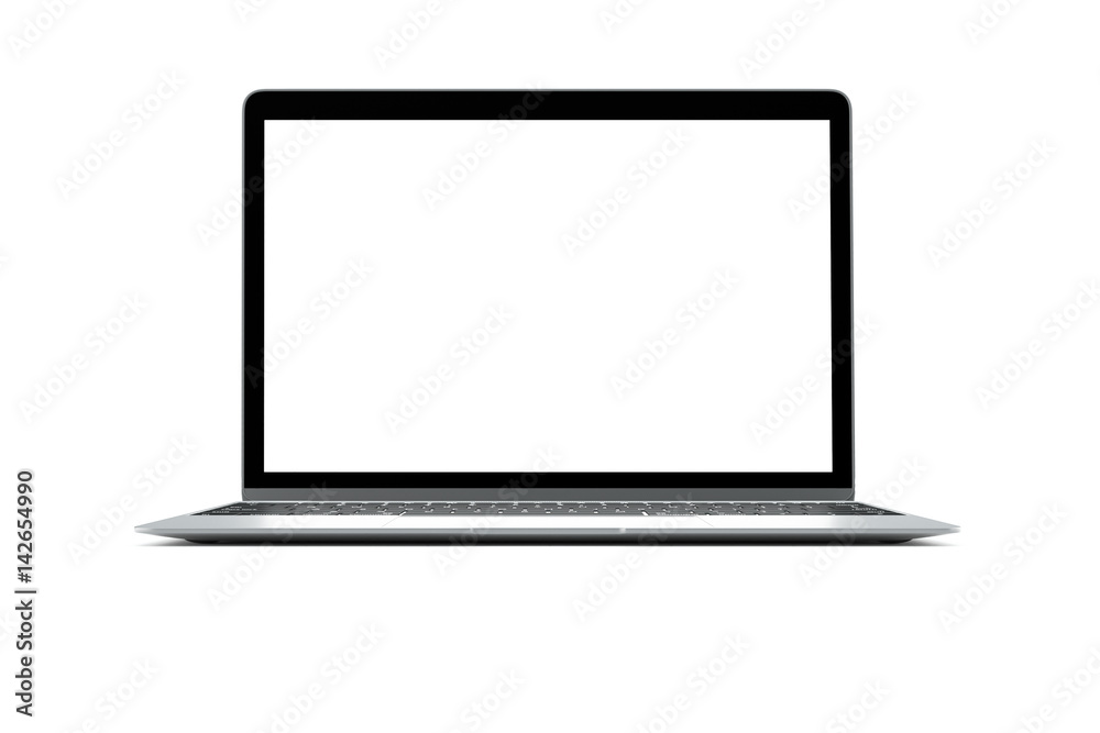Poster modern computer laptop isolate with clipping mask on white background for mockup ,3d illustration