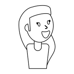 outlined portrait girl smile vector illustration eps 10