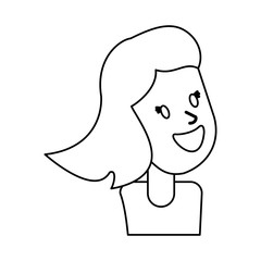 outlined portrait girl smile vector illustration eps 10
