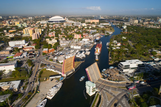 Aerial image of the Miami River