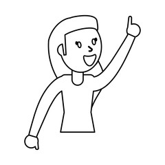 outlined girl happiness celebration vector illustration eps 10