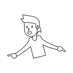 outlined happy guy celebrate vector illustration eps 10