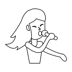 outlined girl happiness celebration vector illustration eps 10