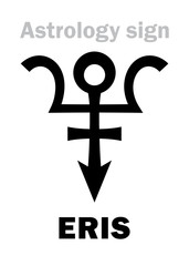 Obraz premium Astrology Alphabet: ERIS, most massive and second-largest superdistant dwarf planet. Hieroglyphics character sign (single symbol).