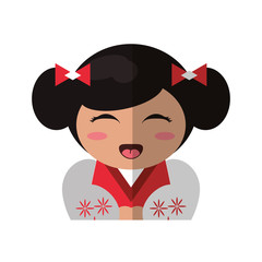 portrait doll kokeshi geisha girl vector illustration eps 10