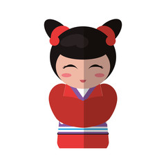 cute kokeshi doll traditional costume japanese vector illustration eps 10