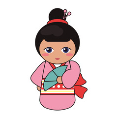 cute kokeshi doll tradition japanese vector illustration eps 10