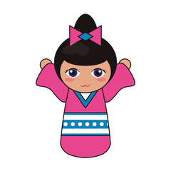 cute kokeshi doll tradition japanese vector illustration eps 10