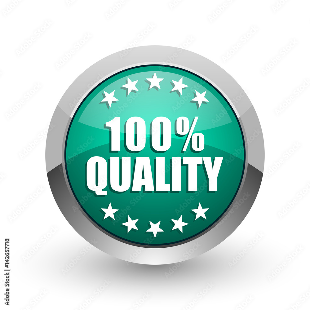 Aufkleber quality silver metallic chrome web design green round internet icon with shadow on white background.