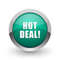 Hot deal silver metallic chrome web design green round internet icon with shadow on white background.