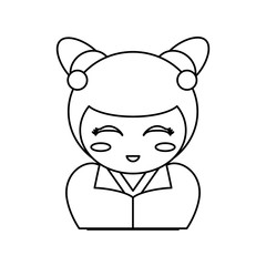 portrait kokeshi doll outline vector illustration eps 10