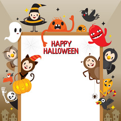 Fototapeta premium Halloween Cartoon Character On Frame, Mystery, Holiday, Trick or Treat, Culture, Disguise, October, Character, Fantasy, Night Party