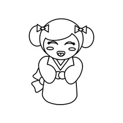 doll kokeshi decoration outline vector illustration eps 10