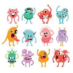 Monsters Cartoon Character With Actions Set, Mystery, Halloween, Trick or Treat, Culture, October, Decoration, Fantasy, Night Party