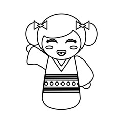 doll kokeshi decoration outline vector illustration eps 10