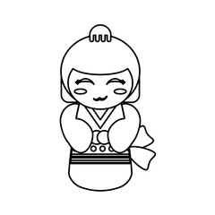 doll kokeshi decoration outline vector illustration eps 10