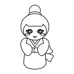doll kokeshi decoration outline vector illustration eps 10