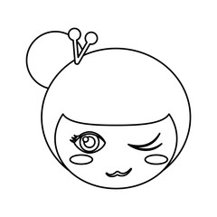 kokeshi face doll outline vector illustration eps 10 vector illustration