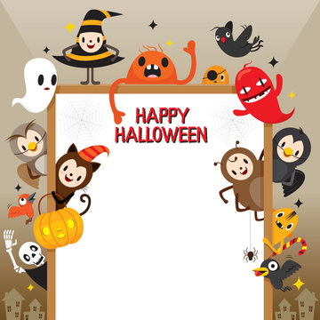 Halloween Cartoon Character On Frame, Mystery, Holiday, Trick or Treat, Culture, Disguise, October, Character, Fantasy, Night Party