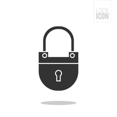 Padlock. Flat black icon of lock isolated on white background. Object of safety, protection.