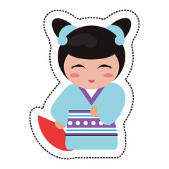 doll japanese kokeshi geisha kimono vector illustration eps 10