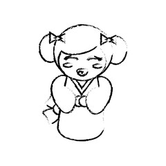kokeshi doll geisha decorative sketch vector illustration eps 10