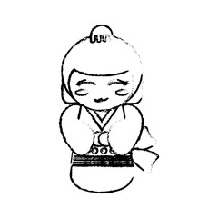 kokeshi doll geisha decorative sketch vector illustration eps 10