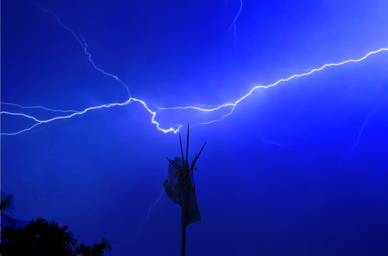 A lightning in the sky