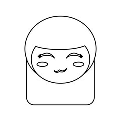 kokeshi head face doll outline vector illustration eps 10 vector illustration