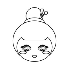 kokeshi head face doll outline vector illustration eps 10 vector illustration